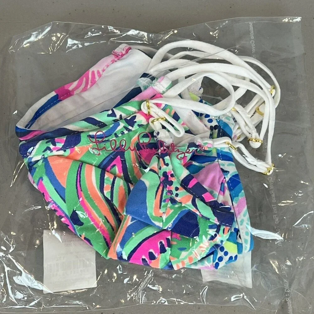 Lilly Pulitzer Resort Prints Adult Face Mask Set Of 3 New Adjustable